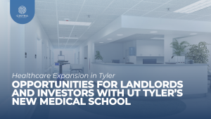 Tyler, Texas' UT Tyler School of Medicine and nearby residential and commercial properties, representing the cityâ€™s transformation into a medical and real estate investment hub in 2025.
